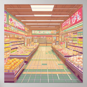 Anime Aesthetic Japanese Supermarket Interior Poster