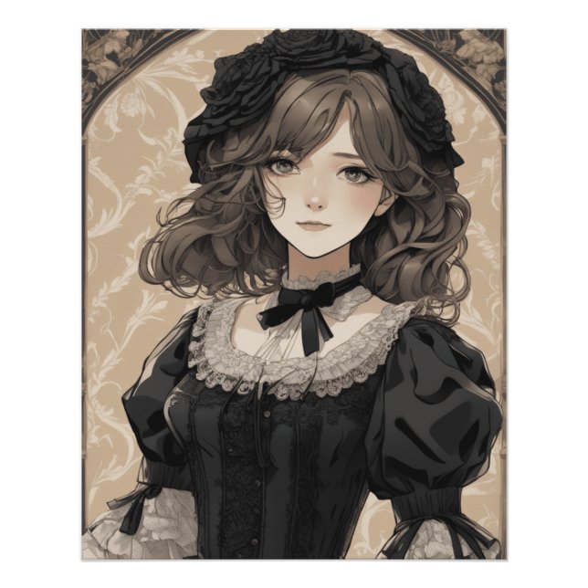 Anime AI Wonderland: Vintage Little Black Dress  Poster (Front)