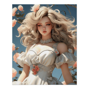 Anime AI Wonderland Vintage Little Black Dress  Poster
