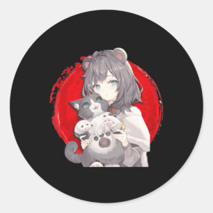 Anime and Cats Lover Japanese Manga kawaii Otaku G Classic Round Sticker