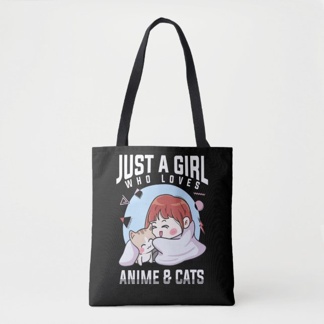 Anime and Cats Otaku Japanese Anime Girl Tote Bag (Front)