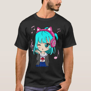 Anime and Music Girl foreen Chibi Anime Girl Small T-Shirt