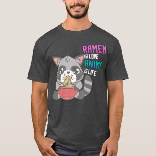 Anime and Ramen Racoon - Otaku Noodle Soup  T-Shirt