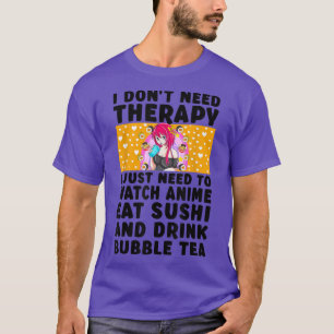 Anime Art for Teen Girls Japanese Sushi Bubble Tea T-Shirt