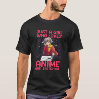 Anime Art For Women Teen Girl Anime Merch Sketch A T-Shirt