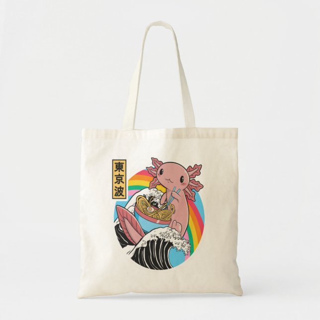 Anime Axolotl Waifu Who Love Anime Ramen And Sketc Tote Bag (Front)
