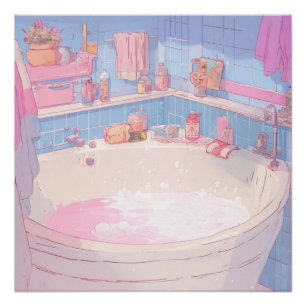 Anime Bathroom Aesthetic Art Print