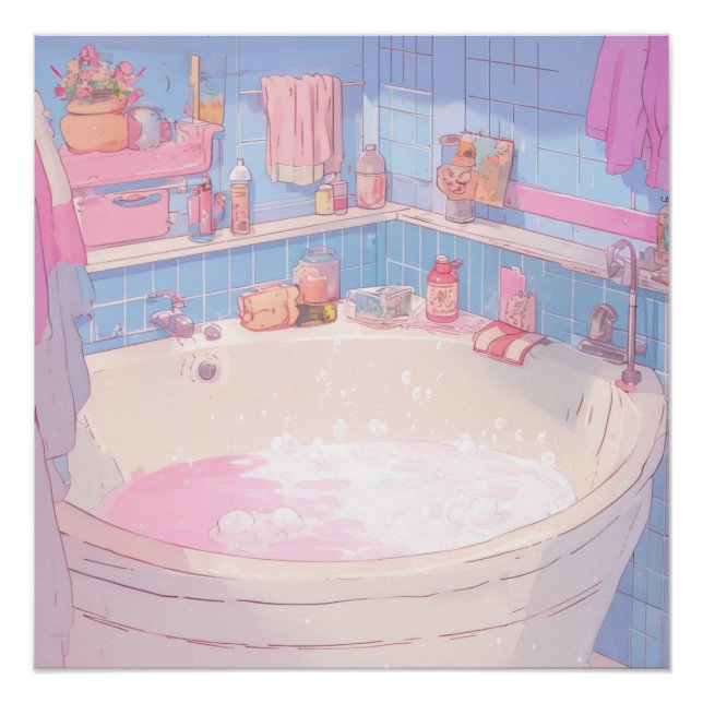 Anime Bathroom Aesthetic Art Print (Front)