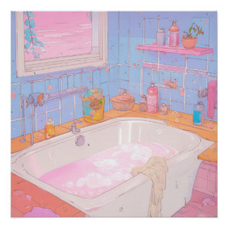 Anime Bathroom Aesthetic Art Print