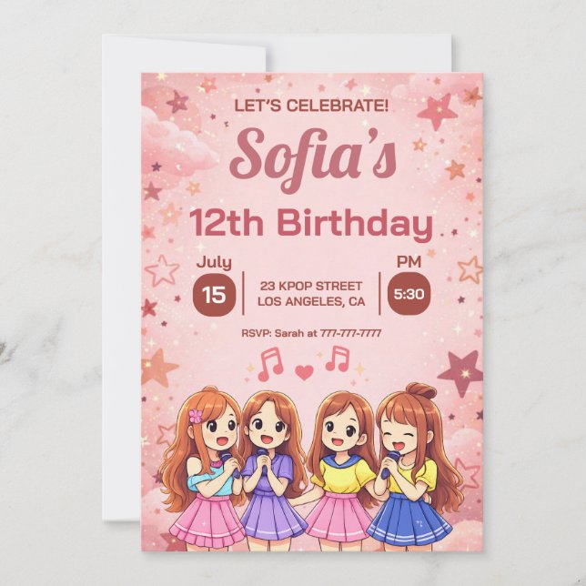Anime Best Friends Squad Birthday Invitation (Front)