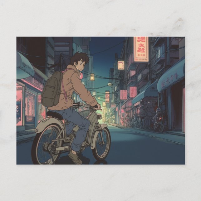 Anime Bike Holiday Postcard (Front)