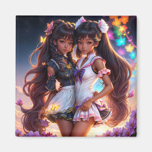 Anime Black Girl Friends Melanin Animecore Magnet