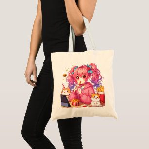 Anime Bliss: Girl, Potatoes, and Pet Tote Bag