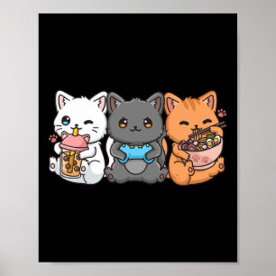 Anime Bo Tea Bubble Tea Gaming Gamer Ramen Cat Poster
