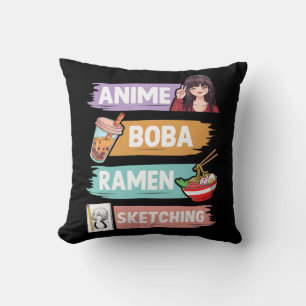 Anime Boba Ramen Sketching Otaku Kawaii Anime Girl Cushion