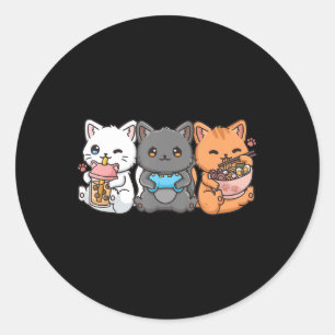 Anime Boba Tea Bubble Tea Gaming Gamer Ramen Cat Classic Round Sticker