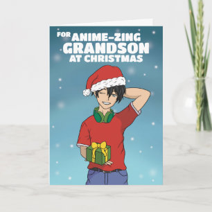 Anime Boy Christmas Holiday Card