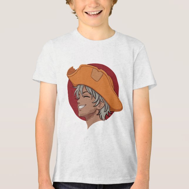 Anime Boy Illustration Tri-Blend Shirt (Front)