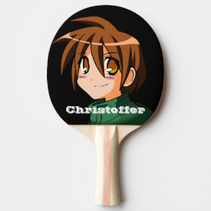 Anime Boy japanese style green kawaii name Ping Pong Paddle