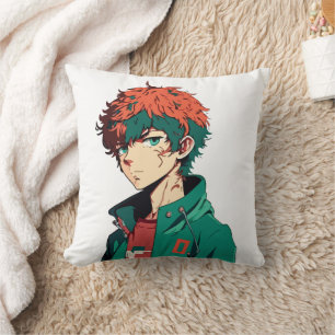 Anime Boy: Orange and Green Hair - Manga Delight Cushion