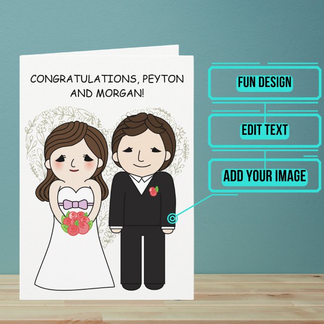 Anime Bride and Groom Wedding Day Congratulations Card (Send your love and congratulations with a modern and unique twist.)