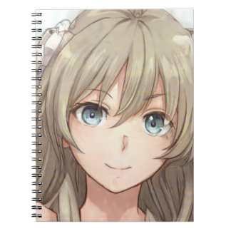 Anime brown-haired girl with blue eyes notebook