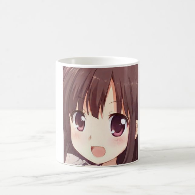 Anime brown-haired girl with plum eyes coffee mug (Center)