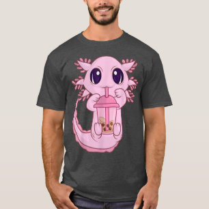 Anime Bubble Boba Tea TWomen Girls, Kawaii Aolotl T-Shirt