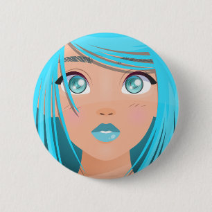 ANIME CARTOON GIRL 6 CM ROUND BADGE