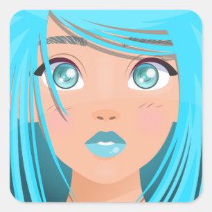 ANIME CARTOON GIRL SQUARE STICKER