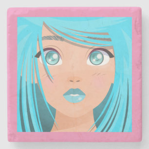 ANIME CARTOON GIRL  STONE COASTER