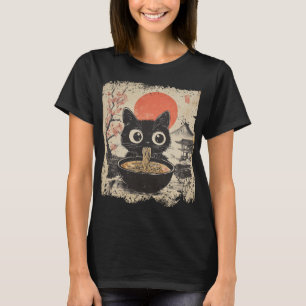 Anime Cat Eating Ramen Japanese Style Anime Lovers T-Shirt