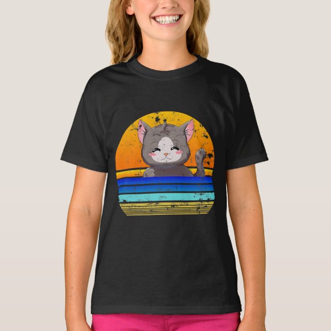 Anime Cat | Gift For Girl's Birthday T-Shirt (Front)