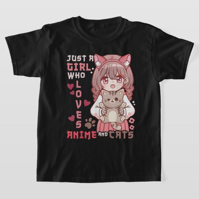 Anime Cat Girl Just a Girl Who Loves Anime and Cat T-Shirt (Laydown)