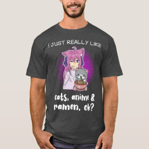 Anime Cat Lover Ramen Lover Funny Anime Lover T-Shirt
