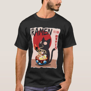 Anime Cat Ramen Instant Noodles Funny Japanese Cat T-Shirt