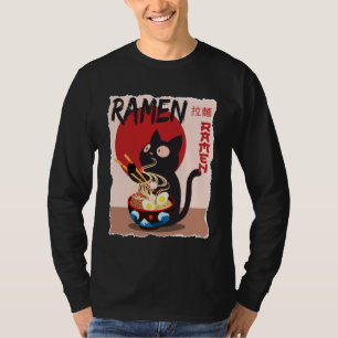 Anime Cat Ramen Instant Noodles Funny Japanese Cat T-Shirt