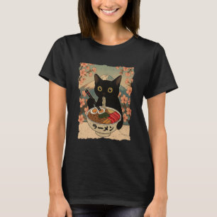 Anime Cat Ramen Japanese Funny Cat Graphic Tees An