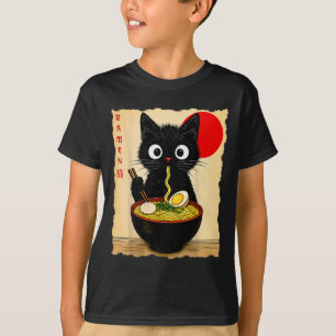 Anime Cat Ramen Japanese Funny Cat Graphic Tees An
