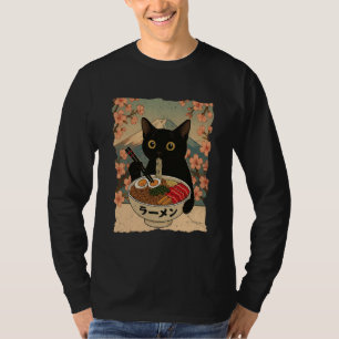 Anime Cat Ramen Japanese Funny Cat Graphic Tees An