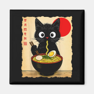Anime Cat Ramen Japanese Funny Cat Graphic Tees An Magnet