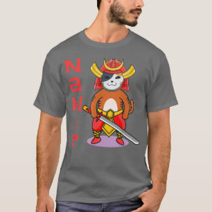 Anime cat says nani what eclamation samurai katana T-Shirt