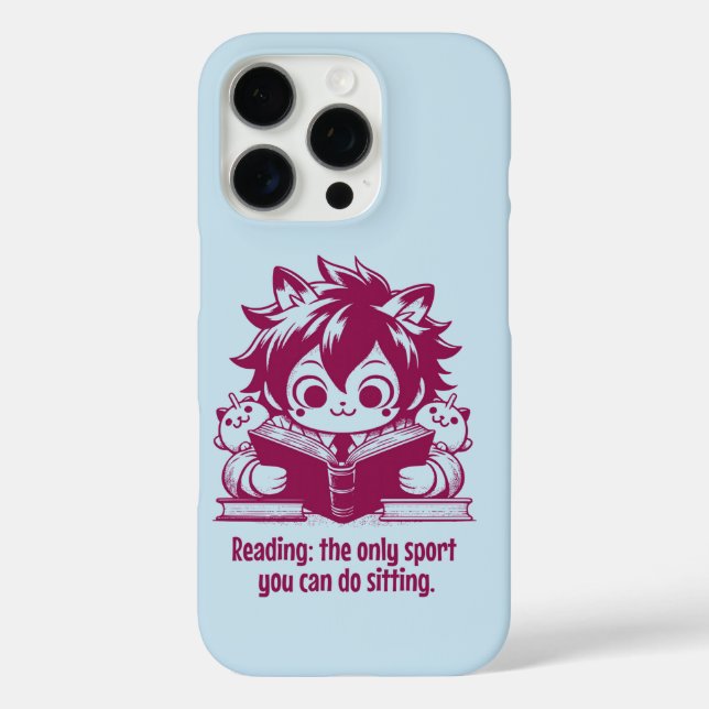 Anime Catboy reading a book & funny bookish quote Case-Mate iPhone Case (Back)