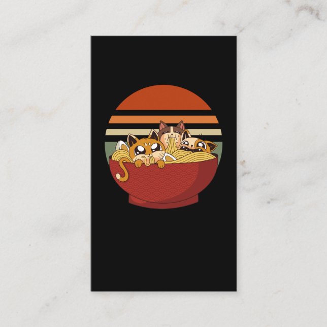 Anime Cats and Ramen Japanese Noodles addicted Business Card (Front)
