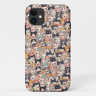 Anime cats repeating pattern Case-Mate iPhone case