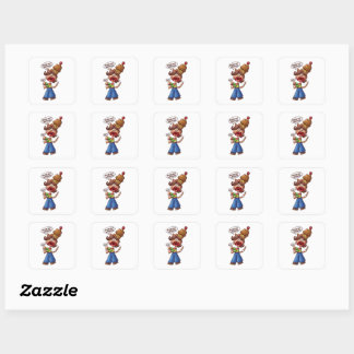 Anime Chibi Cat Girl Brain Not Working Cupcake Square Sticker