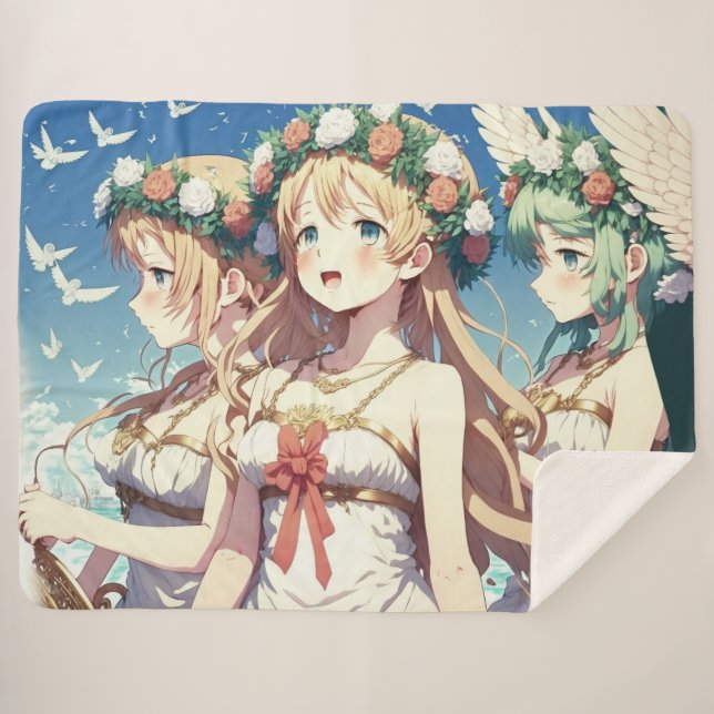 Anime Choir Sherpa Blanket (Front (Horizontal))