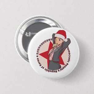 Anime Christmas Sweater- Cute Korean Girl Santa Ha 6 Cm Round Badge