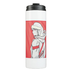 Anime Christmas Sweater- Girl with Santa Hat Thermal Tumbler