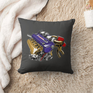 ANIME COLORED SIX-CYLINDER TURBO ENGINE DESIGN CUSHION